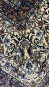 "Exquisite Persian Silk-on-Silk Carpet - Isfahan Design Beige 4x6 ft (120x180 cm) – Masterpiece from Iran"