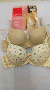 Avon Katie 2 pc underwire bra Beige floral patterned bra with adjustable straps and underwire support.
