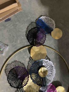 138x74cm Three-Dimensional Wall Decoration Iron Flowers Metal Circle Decoration