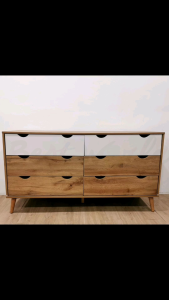6 Drawers Dresser Cabinet - DR 8011-B (Wotan Oak + AMC White)