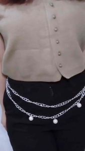 Rantai Mutiara Dua Lapis: Ikat Pinggang Edgy Retro Hip Hop