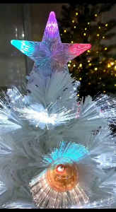 Pohon Natal Mini F Optik Meja Putih Lampu Permanen dan Pujuk 2 Feet/60 Cm Kaki Plastik Kokoh