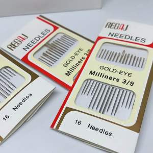 REGAJ | Hand Needle 16 pieces Packed Gold-Eye 3/9 Stailess Steel Multi-function Gig-Eye Needles by Lucky888corp