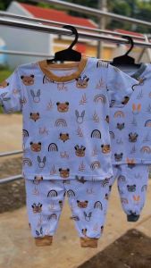 Setelan oblong / kaos anak balita lengan pendek + celana panjang usia 3-15 bulan
