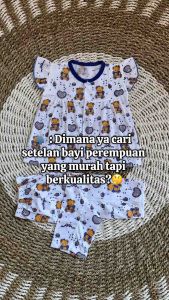 Setelan rok anak perempuan lengan pendek neci + celana panjang usia 3-15 bulan