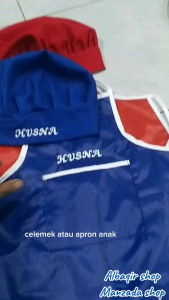 CELEMEK ANAK REQUES BORDIR NAMA KOKI SET APRON