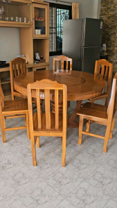 โต๊ะกินข้าว(หมุนได้) ไม้สักทอง