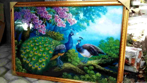 Hiasan Dinding pajangan ruang tamu Motif burung merak