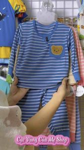 Bộ Dài Tay Thun Lạnh Cho Bé Bộ Thun Lạnh Tay Dài Sọc Cho Bé Trai Và Bé Gái Từ 6kg Đến 16kg [027]