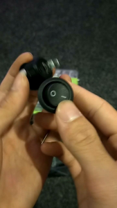 Saklar On/Off Rocker Switch HITAM Bulat 2 Pin Kaki Kualitas Bagus