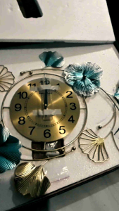 Jam Dinding Diamond Daun Biru 81cm jam dinding Aesthetic Hiasan Dinding DIY Ruang Tamu mewah