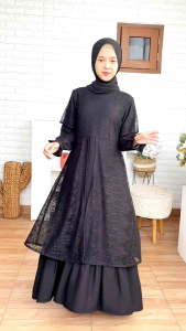 GAMIS HITAM BROKAT ANAMI BY CUTETRIK ANAK TANGGUNG DAN REMAJA GAMIS WARNA HITAM ANAK DAN REMAJA