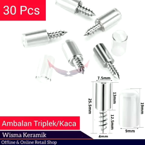30 Pcs Ambalan Kayu & Kaca Bulat Ambalan triplek bulat besi ambalan kayu penyangga rak kabinet isi 30 Pcs