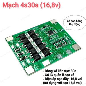 (168 vol) Mạch 4s 30a -168 vol  Dùng Cho Pin 37vol  / IC Quản Lý Sạc Xả / Cân Bằng Thụ Động