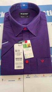 (1P2096) Áo sơ mi Việt Tiến tay ngắn vạt ngang form regular tiêu chuẩn vải tre