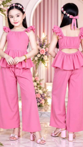 AIAH RUFFLED TOP AND WIDELEG PANTS SET FOR KIDS FASHION