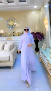 Gamis Putih Bordir Mewah Hawa 735: Gamis Umroh Wanita