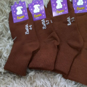 ถุงเท้าข้อกลางนักเรียนสีน้ำตาบป้ายกระต่าย 4-65-77-9ฟรีไซส์