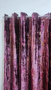 7ft. Elegant Purple Velvet Floral Curtain | Ring | Blockout - JOEFFATS GARMENTS