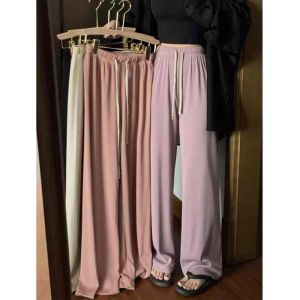 women’s ice silk square pants /summer plain color hight waist pants (S-XL)
