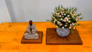 Đôn Gỗ Đế Gỗ chữ nhật nguyên khối dùng đặt tượng bonsai ấm trà thác khói trầm hương