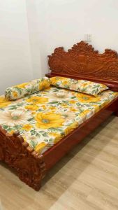 Bộ ga thun lạnh Hàn quốc mẫu hoa cúc vàng