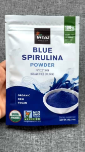Incas USDA Organic Blue Spirulina Powder No Fishy Smell 100% Vegan Protein from Blue Green Algae 28g
