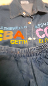 sét đùi jean in vuông chữ LLNES có 2 cách mặc vải xịn/ áo sơ mi jean mix quần đùi đúng bò có rua ngay chữ