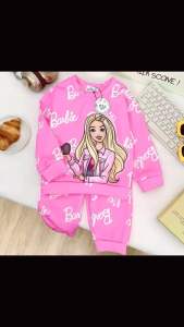 ชุดเชตกัหนาวบาร์บีสีชมพู ผ้าเกร็ดปลา ไม่หนา ไม่บาง ใส่สบายๆ