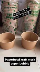 Paper Bowl KRAFT merk super bubble / mangkok kertas 360/500/650/800ml motif coklat craft +LID dan tanpa tutup isi 25 pcs mangkok baso bakmi wadah sup pentol Mangkok Kertas Ramah Lingkungan - Lazada