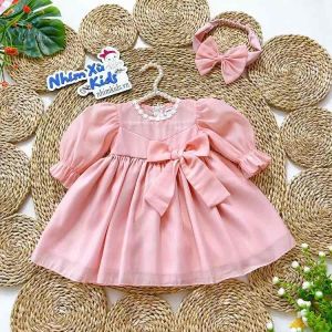 Váy Tơ Cam Bé Gái 4 Đến 28kg Chất Tơ Lót Lụa Mềm Mát - V013