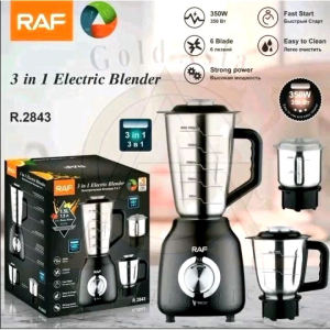 RAF Pengisar Elektrik 3in1 R 2943 350W 220V 1.5L Cawan 1.0L & 0.8L 6 Bilah Pisau Stainless Steel Fungsi Pengisar Es