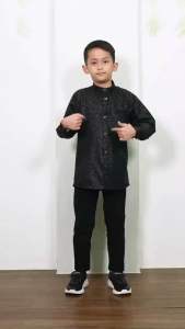 Kemko Sultan Anak Laki-Laki Kemeja Koko Kids Terbaru Motif Embos Etnich Full Kancing Snap