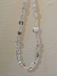 Bling Xmas Square Bead Phone strap snowflake transparent white Phone charm shine