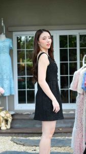 MG142BK-1124 : มินิเดรสดำ Black Boucle Dress
