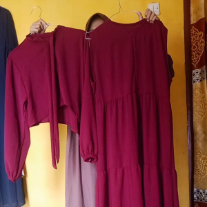 AYUNI MAXY gamis  crincle set 2in1 outer+ iner /gamis crincle airflow set terbaru