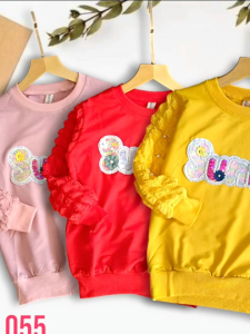 Kaijili Sweater Anak Perempuan Usia 4-9 Tahun Lengan Jagung