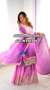 [PRE-ORDER] 2025 JUN READYMADE GRAND WEDDING BOLLYWOOD SUIT WITH PALAZO PANT WITH EMBROIDERY SEQUINS WORK SIZE M TO 2XL ( DELIVERY 10 WORKING DAYS) ETA: 2025 - 08 - 30