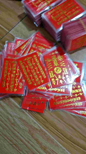 combo 100 thẻ thái tuế đỏ giấy ép plastic