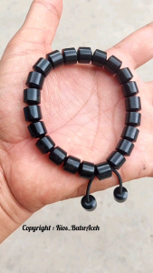 Gelang Batu Giok Black Jade Original Asli Aceh Tabung Cutting Size 12