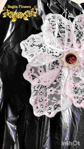 Kelopak kap lampu bunga dekorasi model bunga sepatu/maribang+fitingan bahan kain brukat murah cantik dan terlaris diameter 33 cm