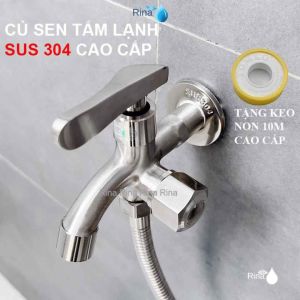 Vòi củ hoa sen tắm inox sus 304 thân đúc nguyên khối không han gỉ và tay sen tăng áp 304 RN8915