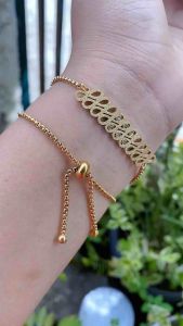 Gelang Tangan Serut Infinity Permata Gold Titanium Cxb0702