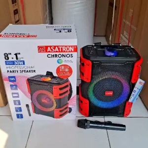 ASATRON CHRONOS 8"+1" (HT 8880) RMS 30W SPEAKER MEETING PORTABLE BLUETOOTH KARAOKE INCLUDE MIC WIRELESS 1 PCS 100% ORI