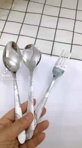 Muỗng - nĩa inox dùng ăn súp cơm phở cán họa tiết