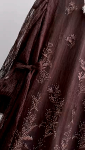 Syahiza Dress #11 Gamis Brukat Chantilly Premium Full Furing | Dress Pesta Muslimah Elegan | Outer Tile Bordir Sprinkle