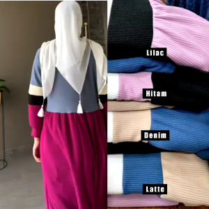 Midi Knit Rainbow Premium Wanita/Dress Knit Wanita Kekinian