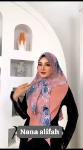 Hijab Khimar instan ceruty baby doll Puspa motif plisket Ayyuby