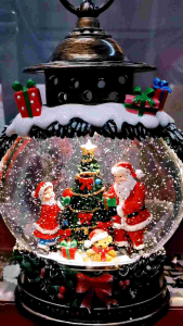 SANTA CLAUS WITH KID SNOW LANTERN CHRISTMAS DISPLAY