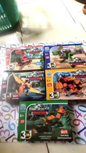 Mainan Anak DIY Dinosaurs Transform Robot Dinosaurus 3 in 1 Bongkar Pasang Block Brick Toys